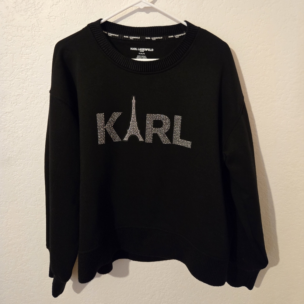 Karl Lagerfeld Black Sweatshirt. GUC. Size M.